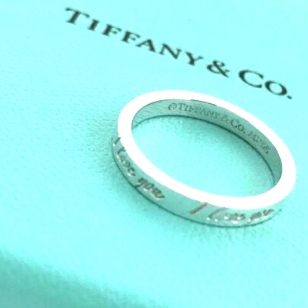 Tiffany & Co. Sterling Silver I Love You Notes Size 7 Band Stacking Ring